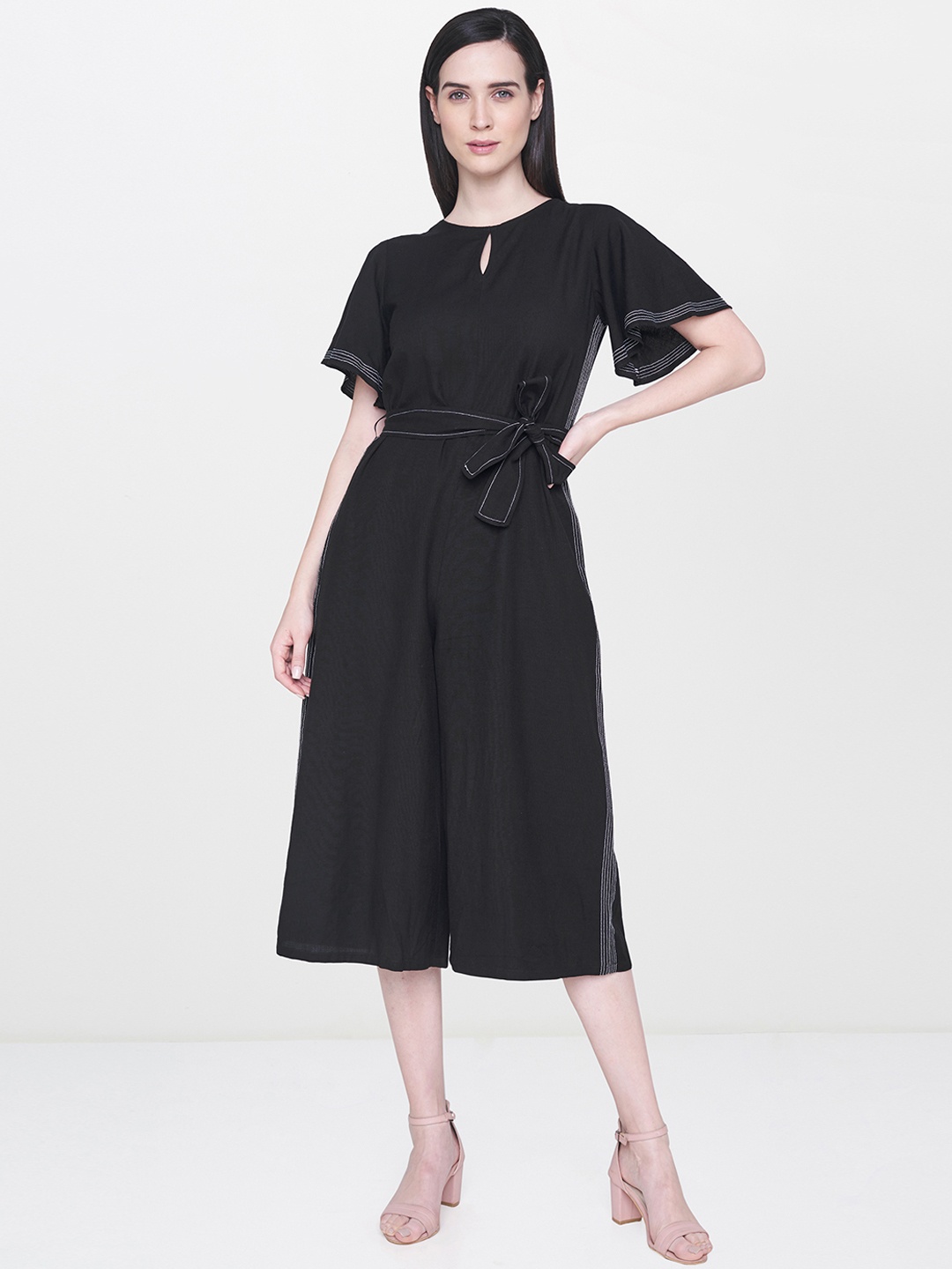 

AND Black Solid Culotte Jumpsuit