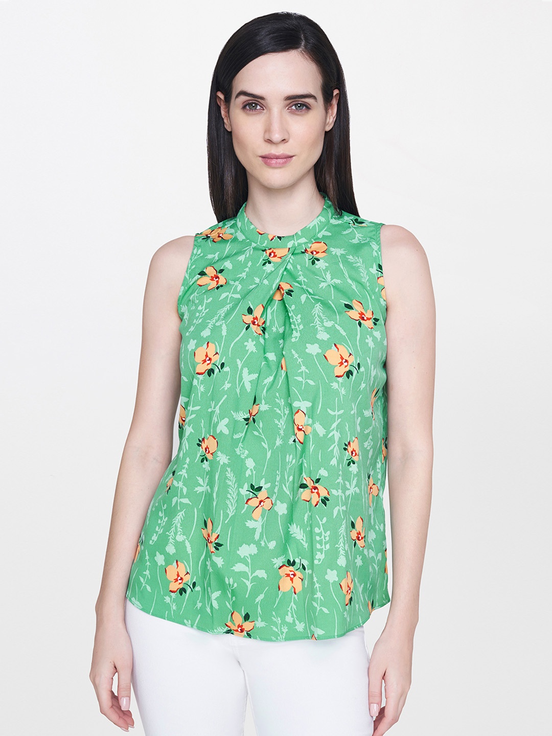 

AND Women Green Printed Top