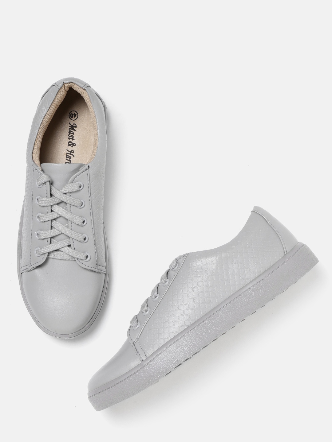 

Mast & Harbour Women Grey Textured Sneakers