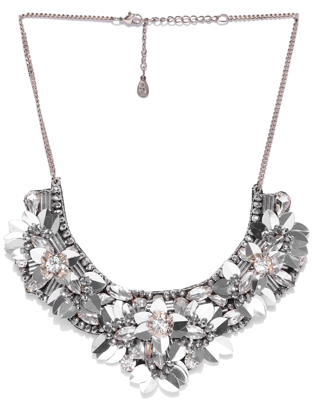 

Accessorize Silver-Toned & Gunmetal-Toned Floral Necklace