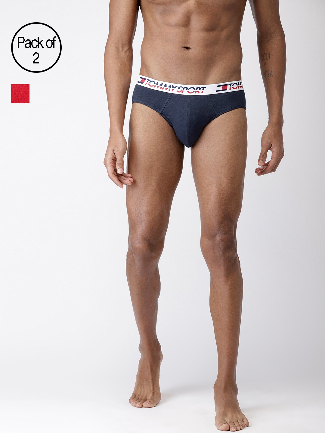 

Tommy Hilfiger Men Pack of 2 Solid Briefs P9AB1102, Red