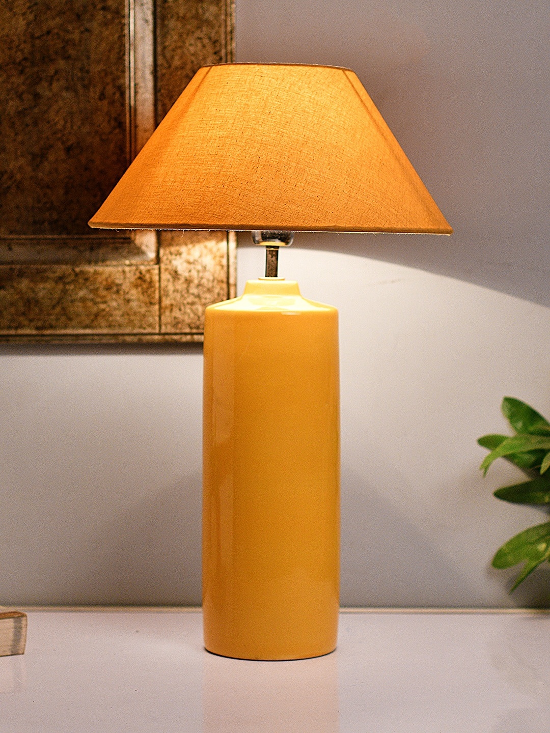 

Homesake Yellow Solid Handcrafted Bedside Standard Table Lamp with Shade