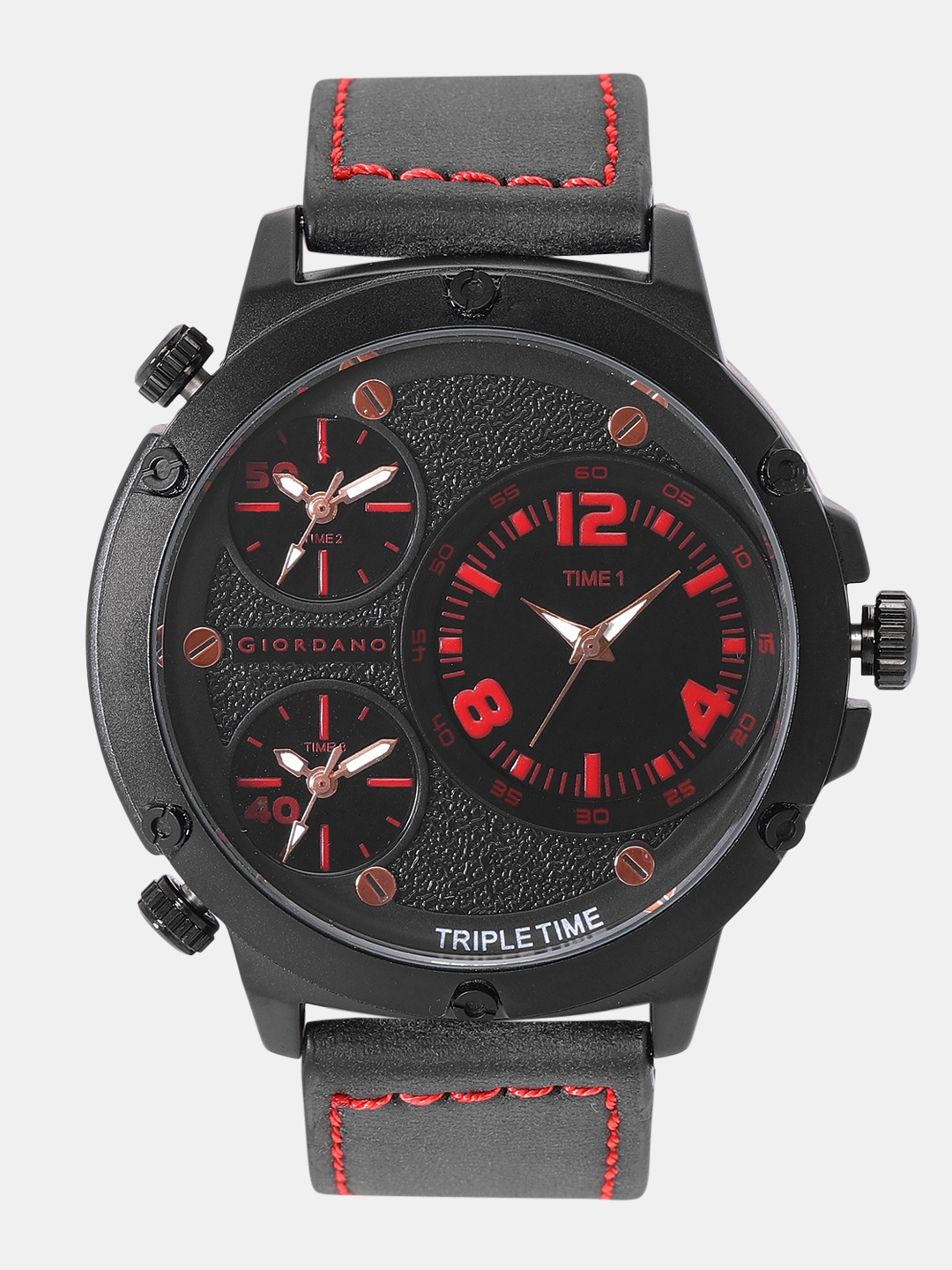 

GIORDANO Men Black & Red Analogue Watch C1113-03