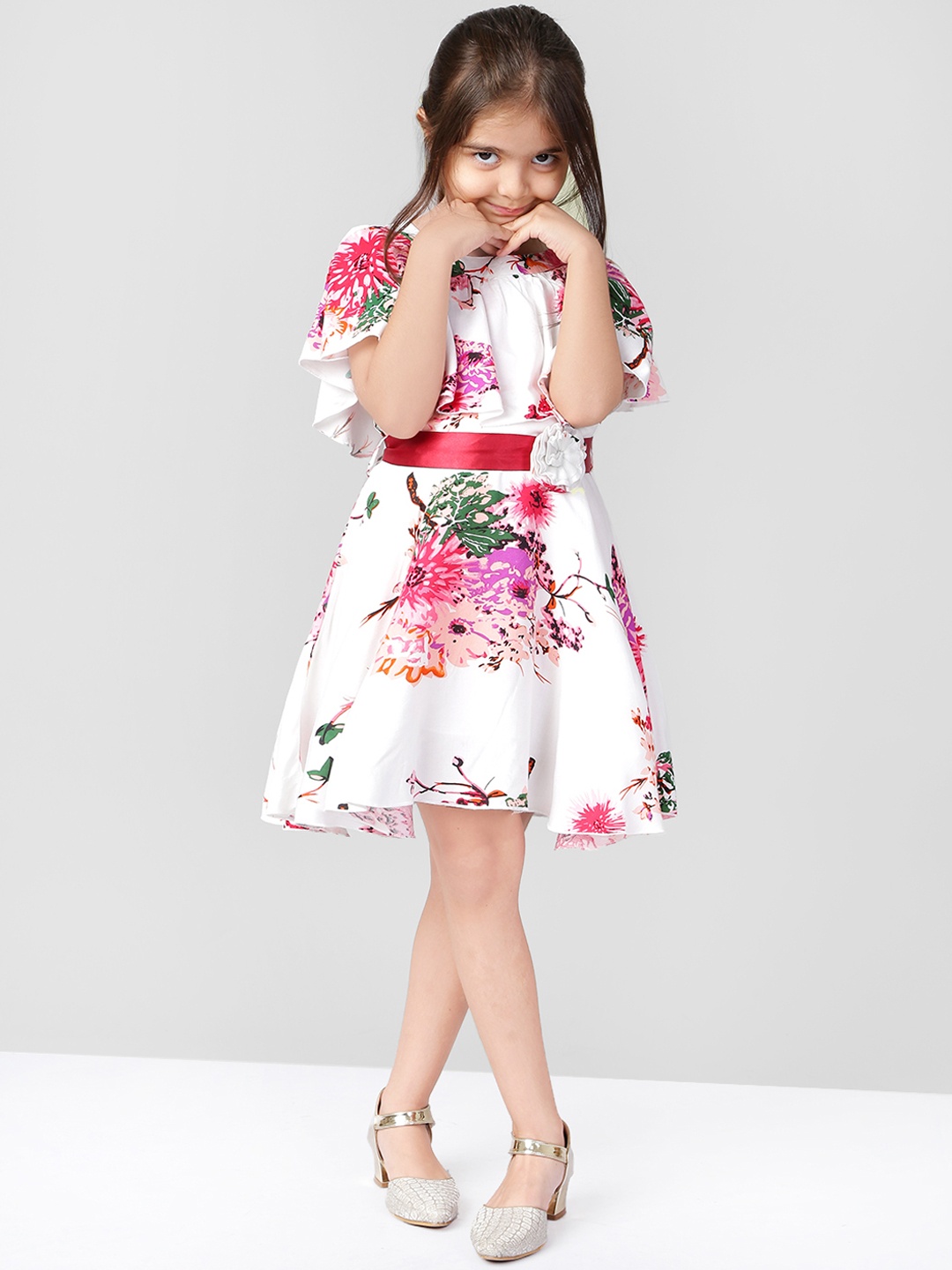 

Naughty Ninos Girls Off-White Printed Fit and Flare Dress
