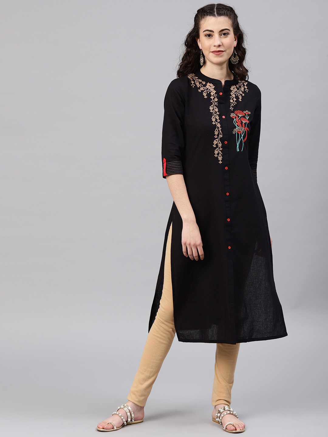 

Alena Women Black Yoke Design Straight Kurta