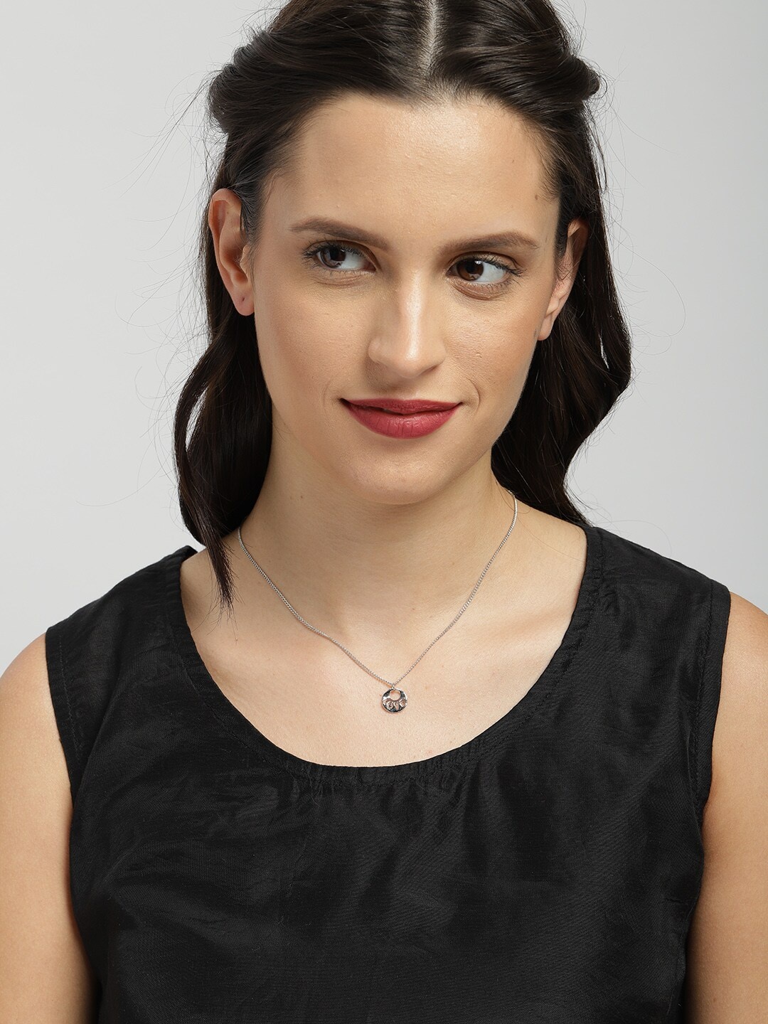 

Ayesha Women Silver-Toned Endless Love Pendent With Sterling Silver Chain