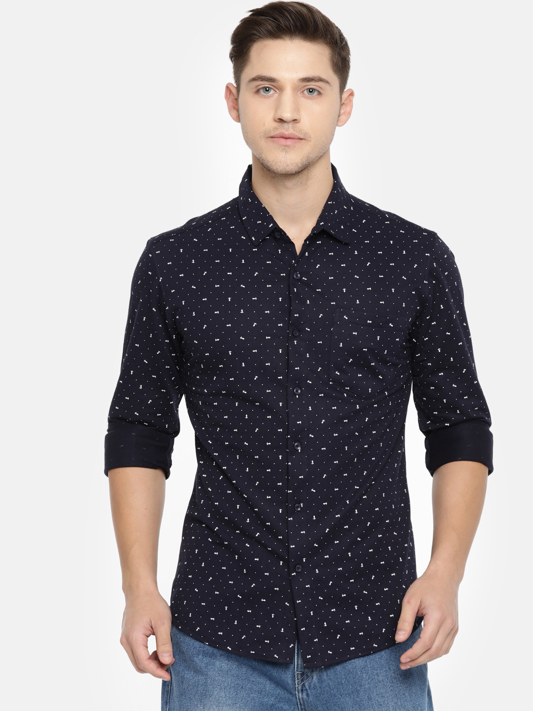 

The Indian Garage Co Men Navy Blue Regular Fit Printed Casual Shirt