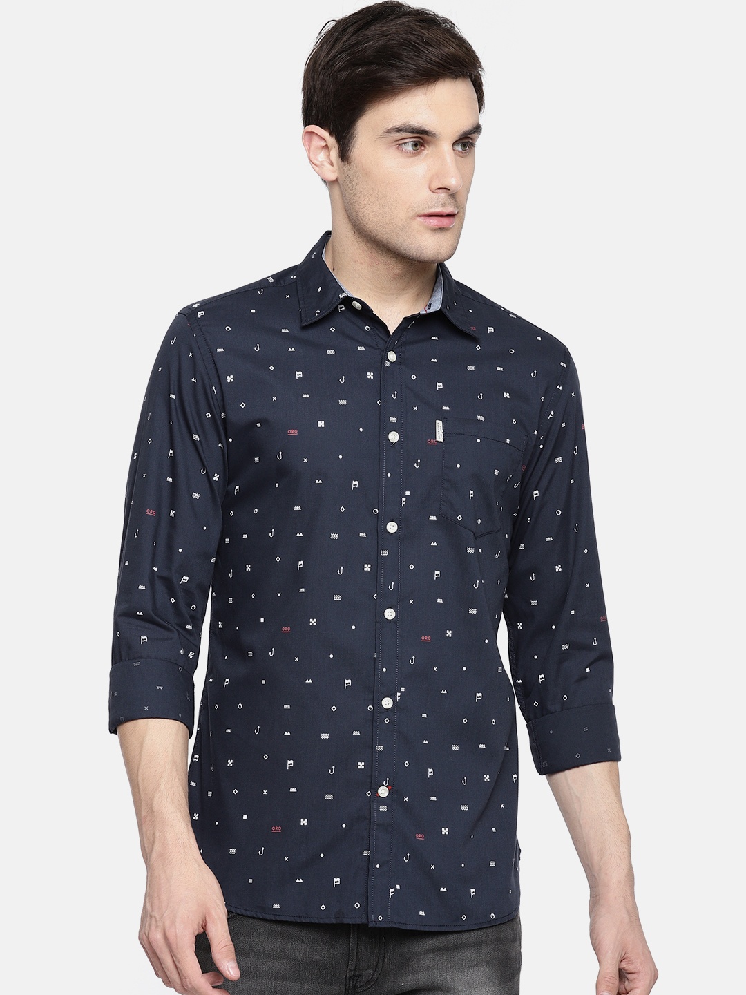 

Jack & Jones Men Navy Blue Slim Fit Printed Casual Shirt