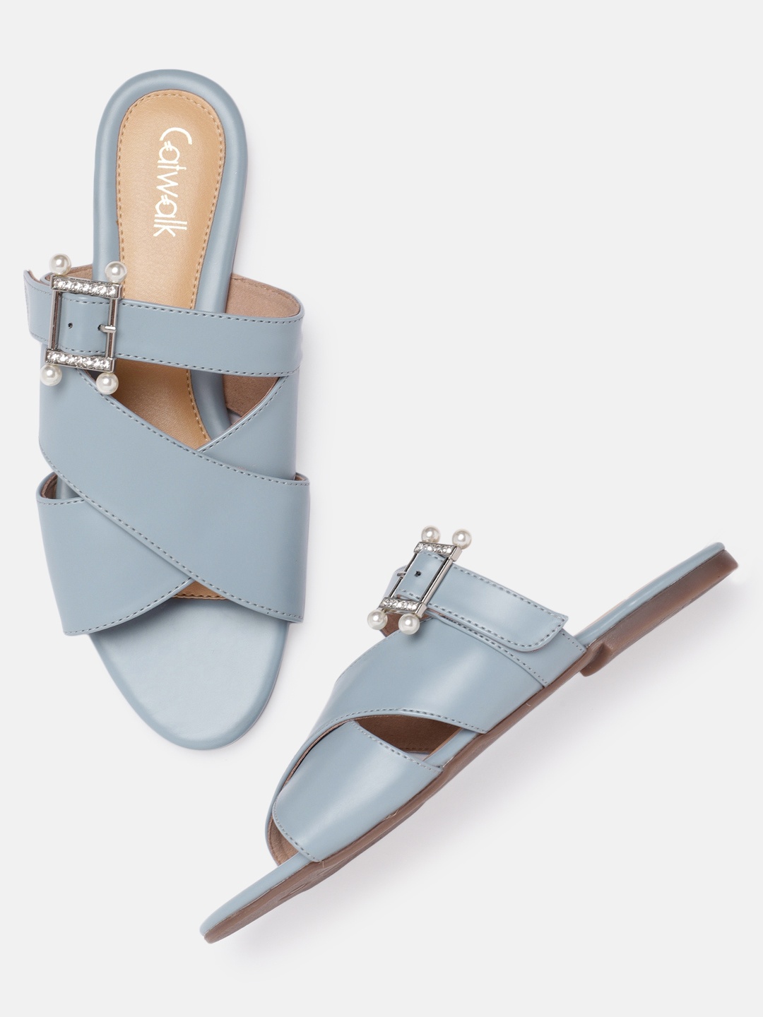 

Catwalk Women Blue Embellished Open Toe Flats