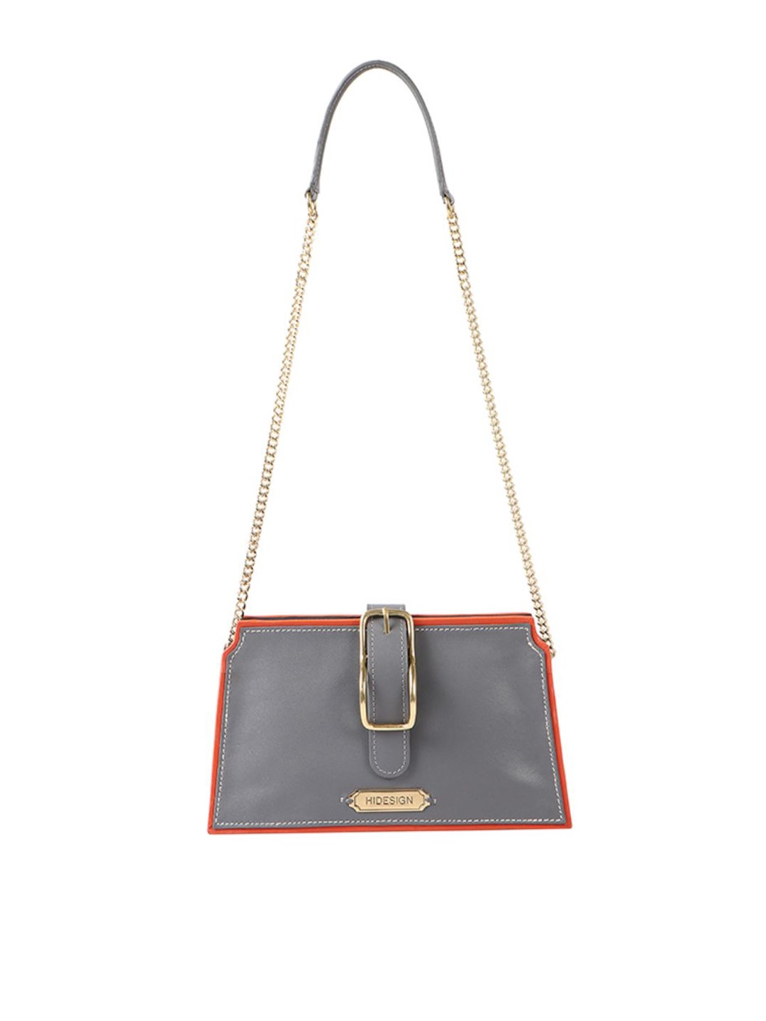 

Hidesign Grey Solid Leather Shoulder Bag
