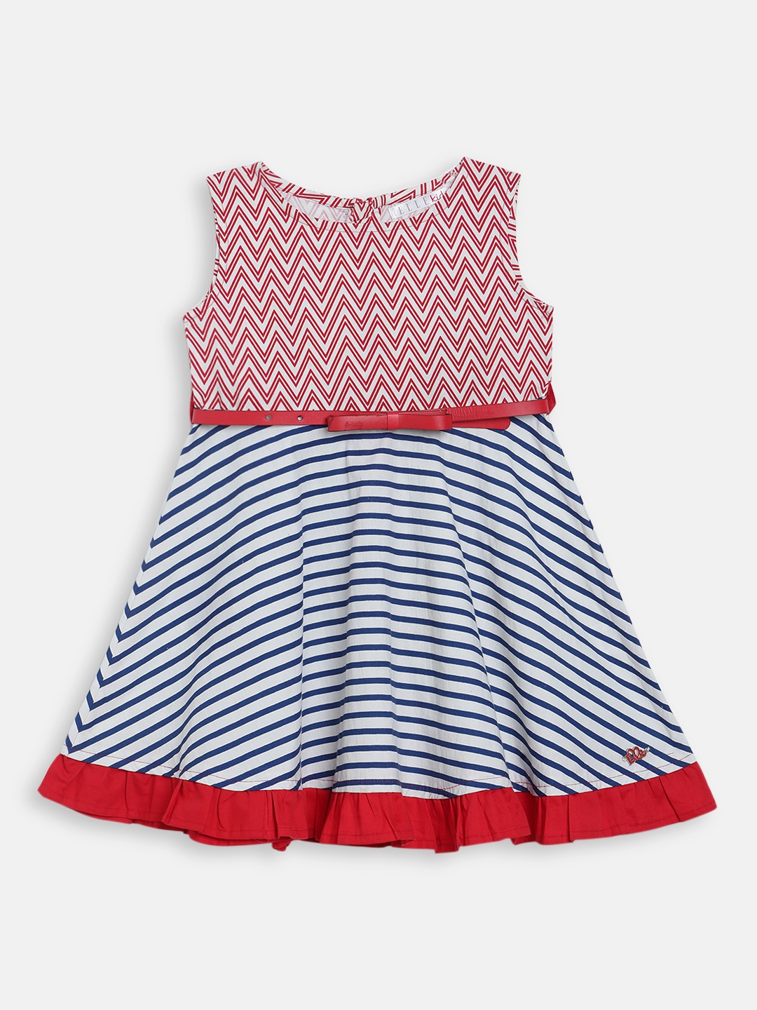 

ELLE Girls Red & Blue Striped Fit and Flare Dress