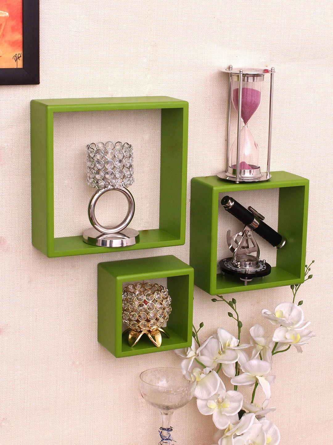 

Home Sparkle Green MDF Basic Wall Shelf