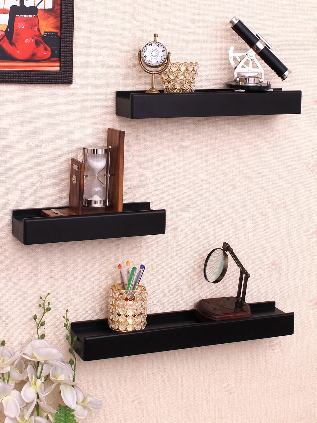 

Home Sparkle Black MDF Basic Wall Shelf