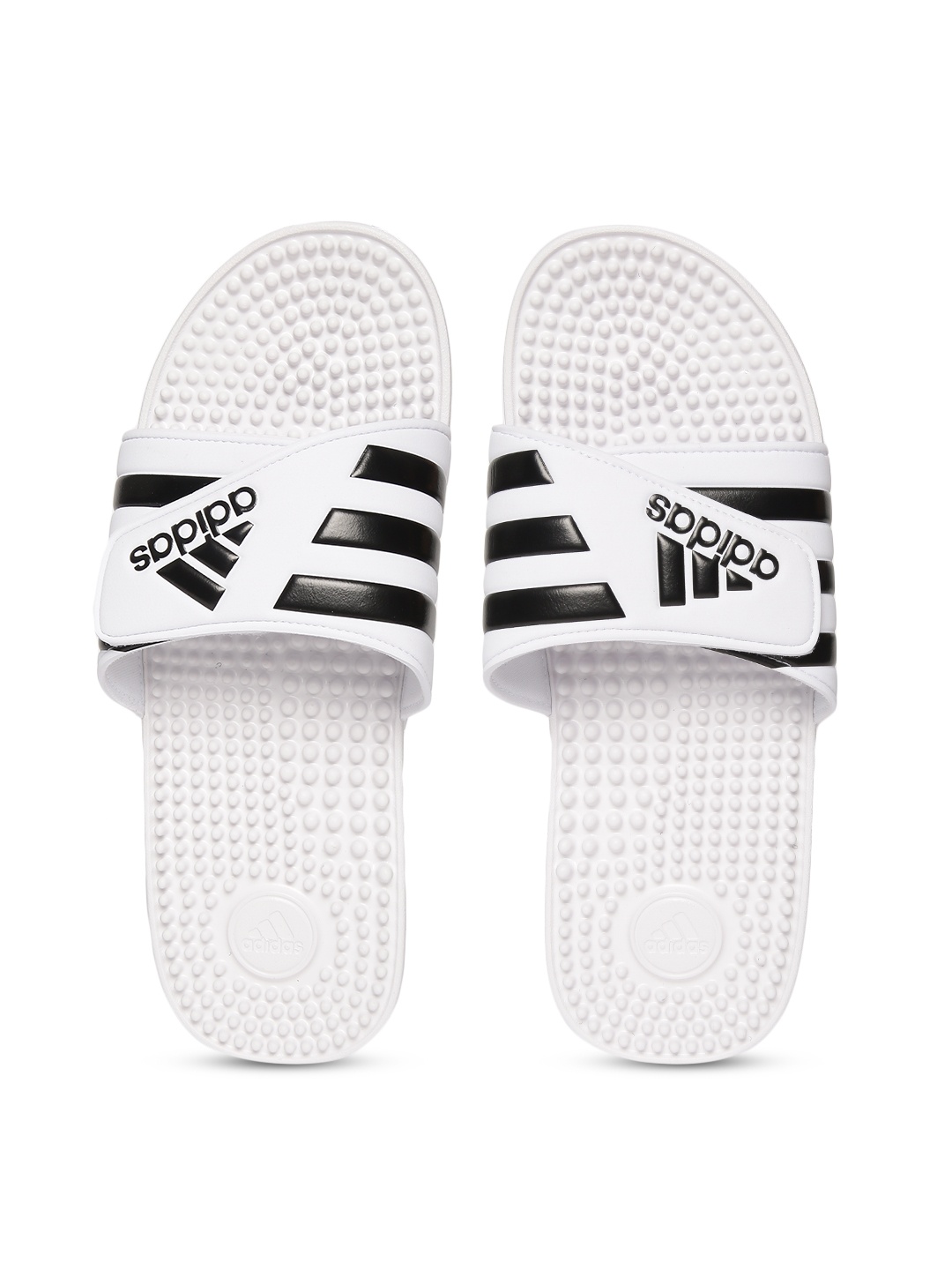 

ADIDAS Unisex White & Black ADISSAGE Striped Sliders