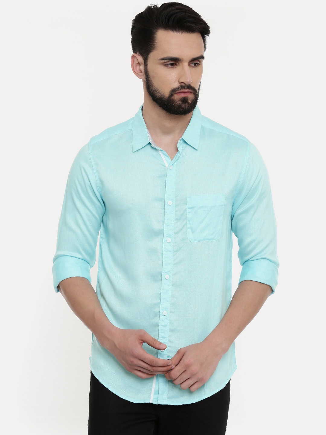 

SPYKAR Men Blue Slim Fit Solid Casual Shirt