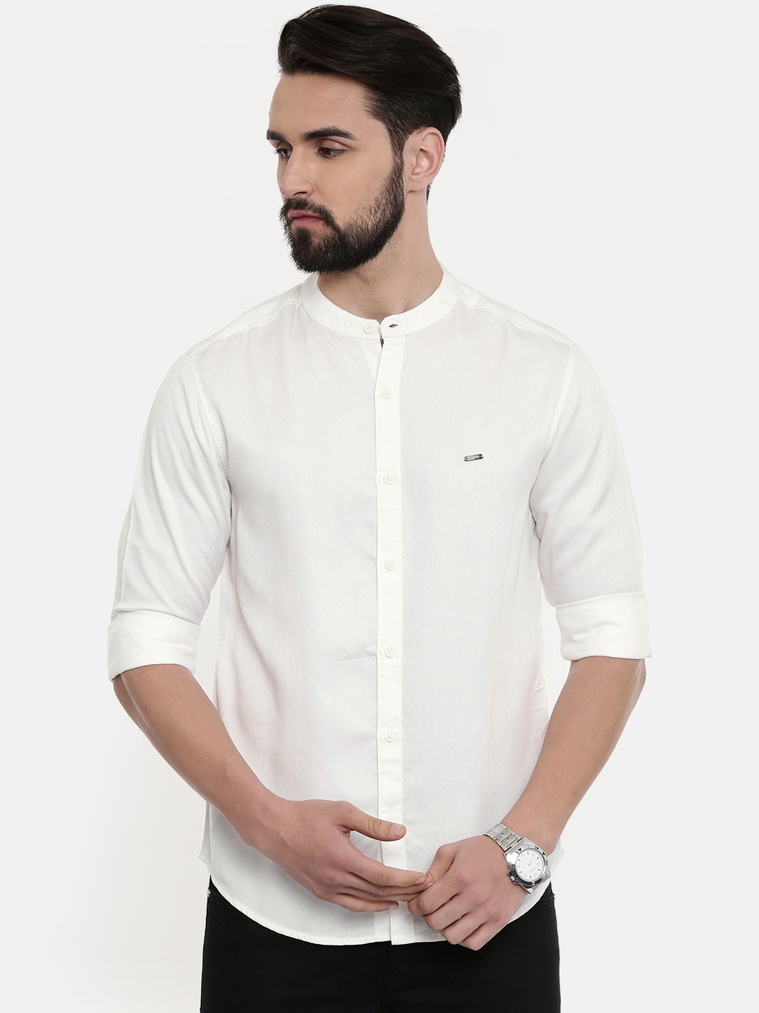 

SPYKAR Men White Slim Fit Solid Casual Shirt