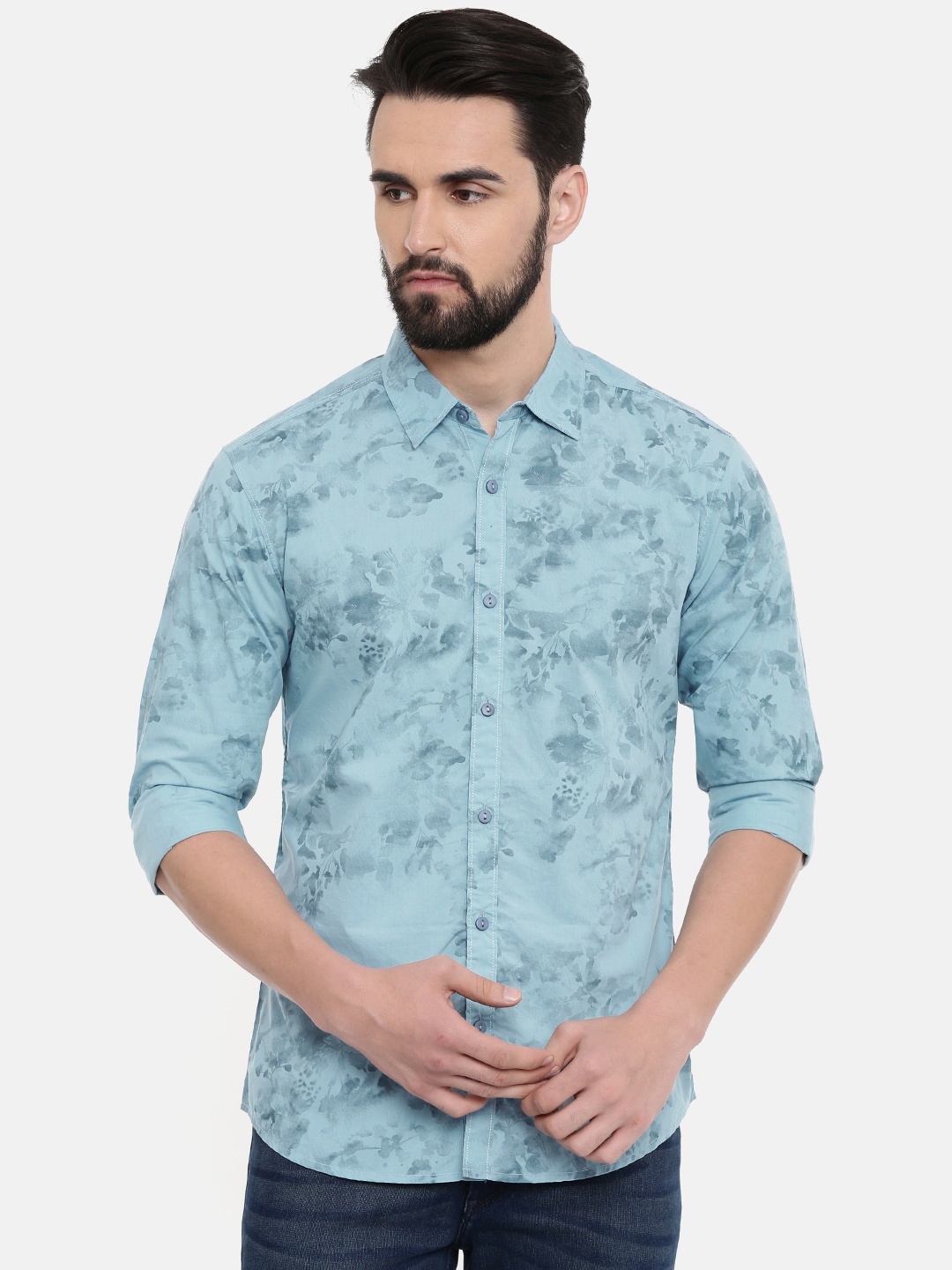 

SPYKAR Men Blue Printed Casual Shirt