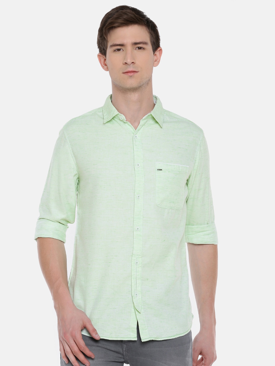 

SPYKAR Men Green Slim Fit Solid Casual Shirt