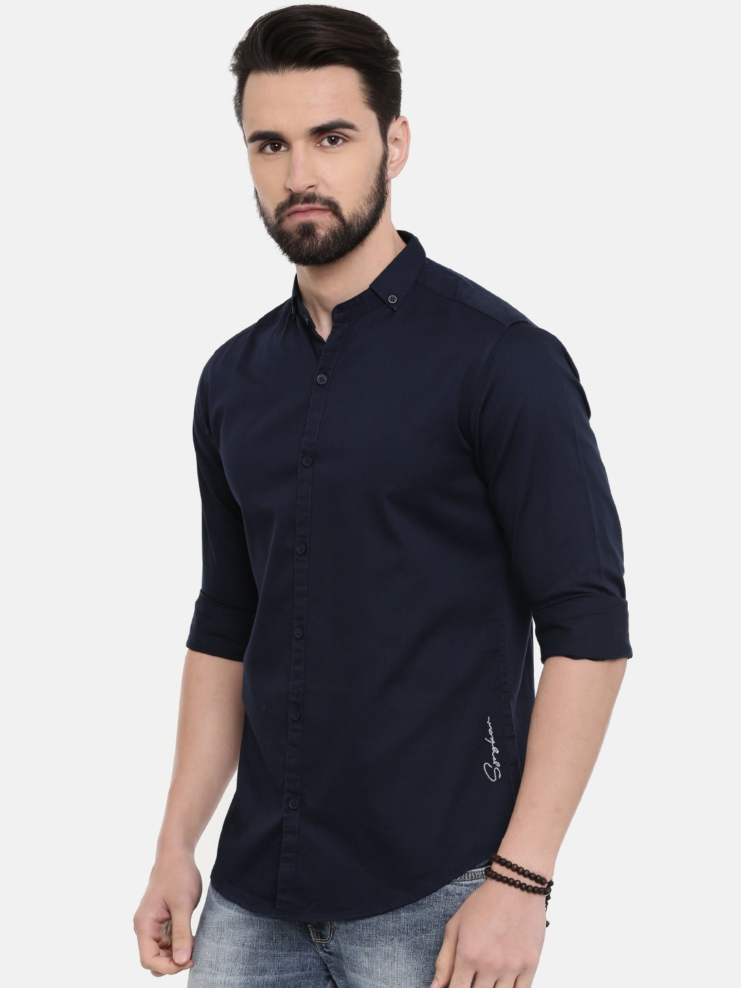 

SPYKAR Men Navy Blue Solid Casual Shirt