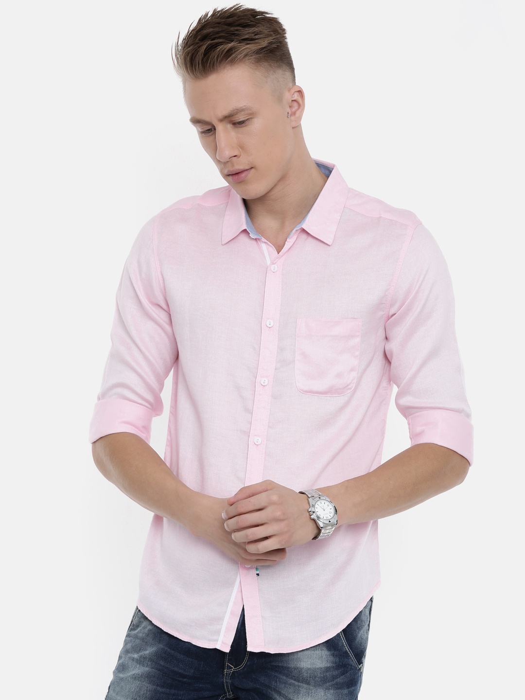 

SPYKAR Men Pink Slim Fit Solid Casual Shirt