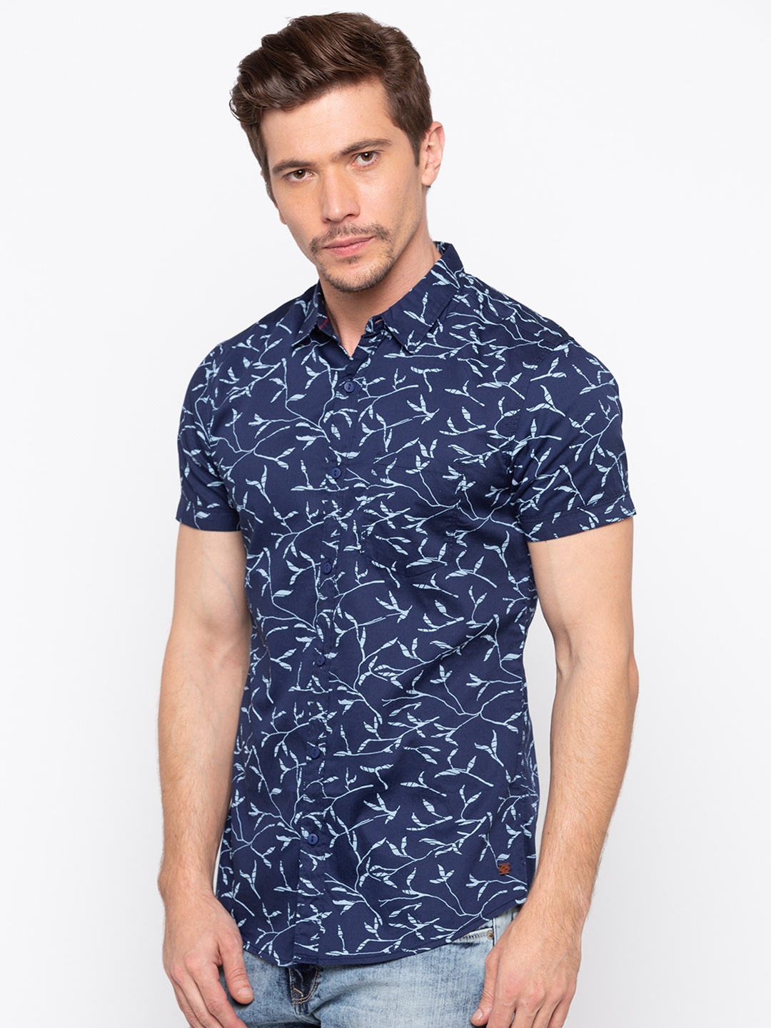 

SPYKAR Men Blue Slim Fit Printed Casual Shirt