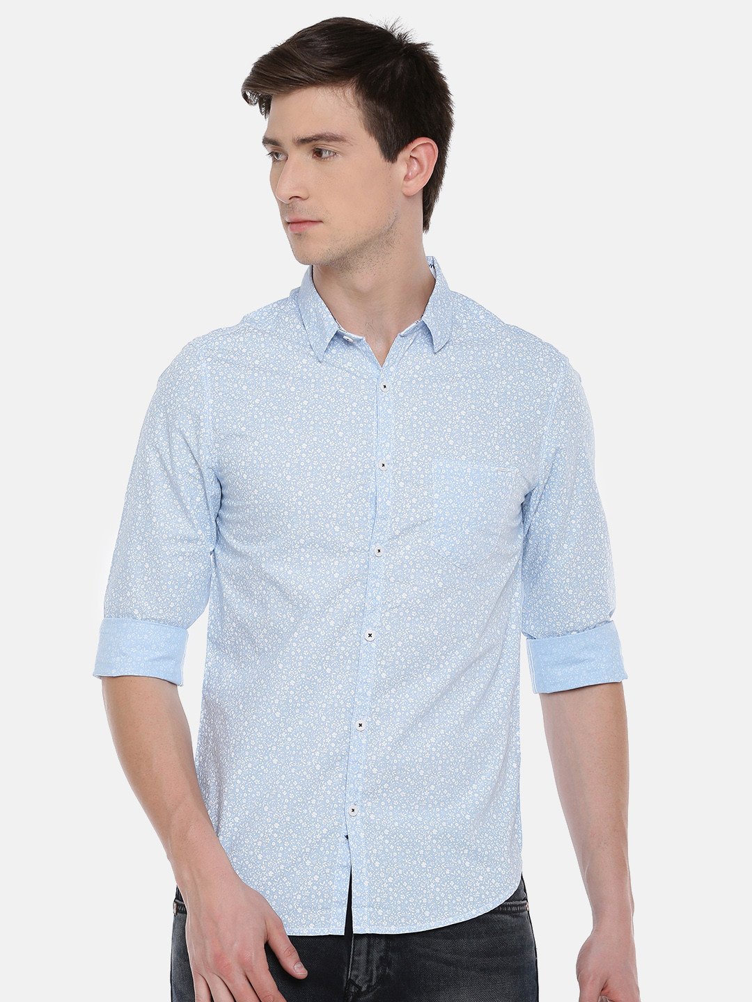 

SPYKAR Men Blue & White Regular Fit Printed Casual Shirt