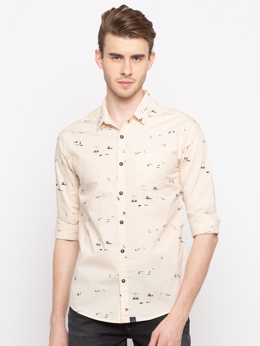 

SPYKAR Men Beige Slim Fit Printed Casual Shirt