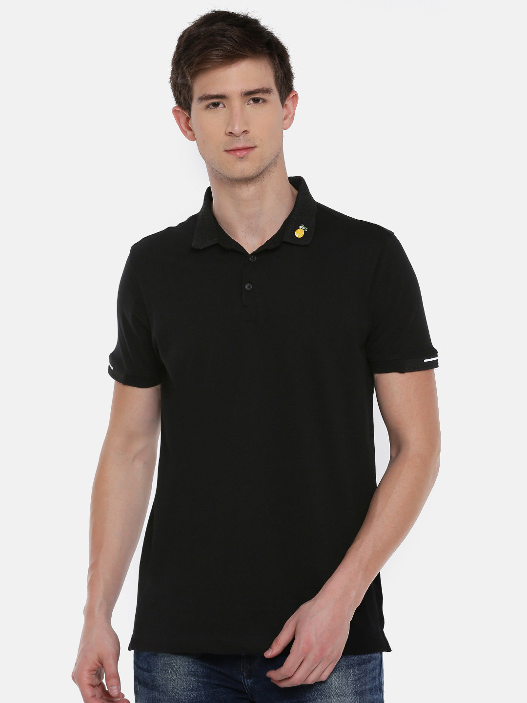 

SPYKAR Men Black Solid Polo Collar T-shirt