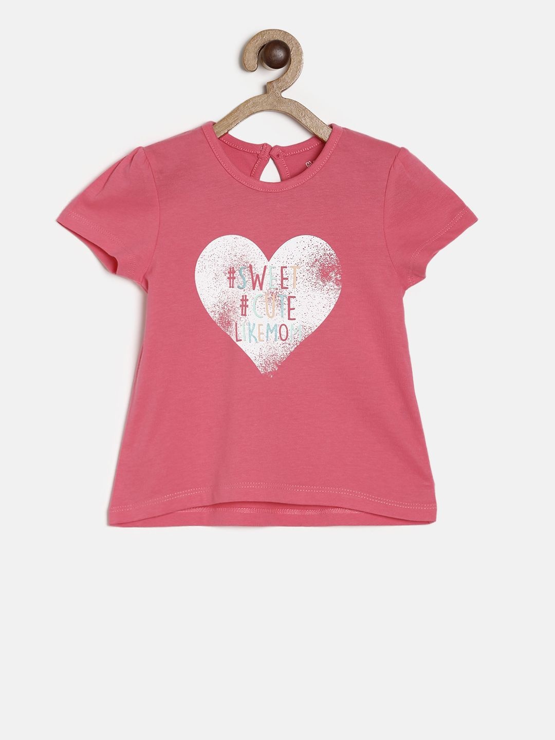

MINI KLUB Girls Pink Printed A-Line Pure Cotton Top