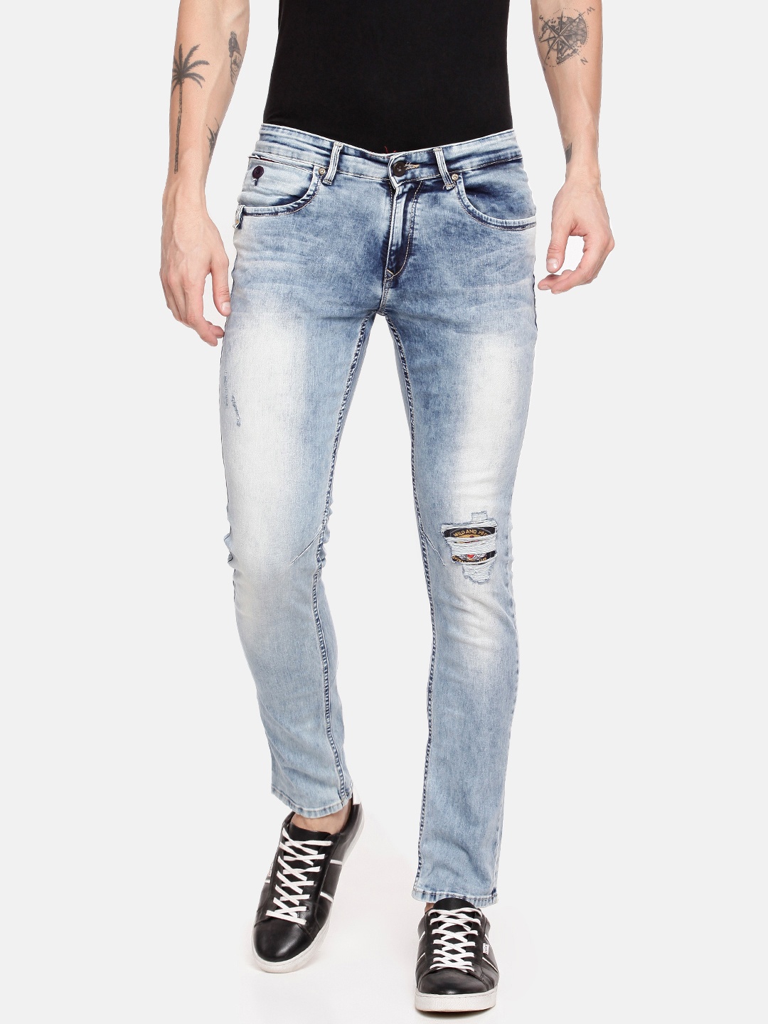 

SPYKAR Men Blue Skinny Fit Low-Rise Mildly Distressed Stretchable Jeans
