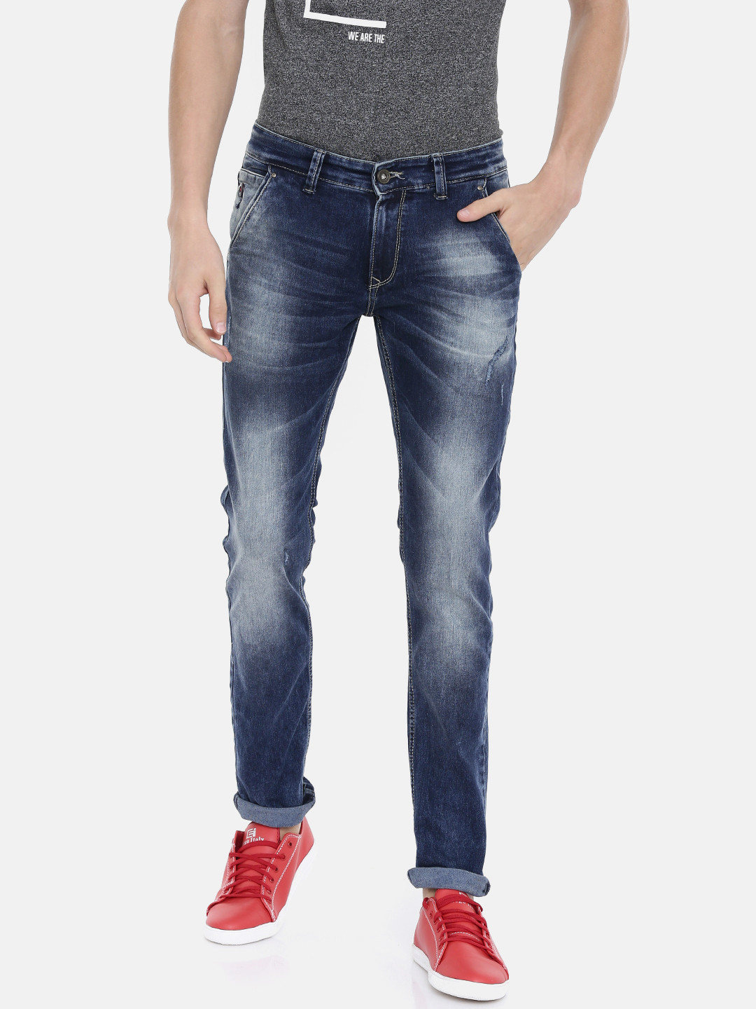 

SPYKAR Men Blue Skinny Fit Low-Rise Low Distress Stretchable Jeans