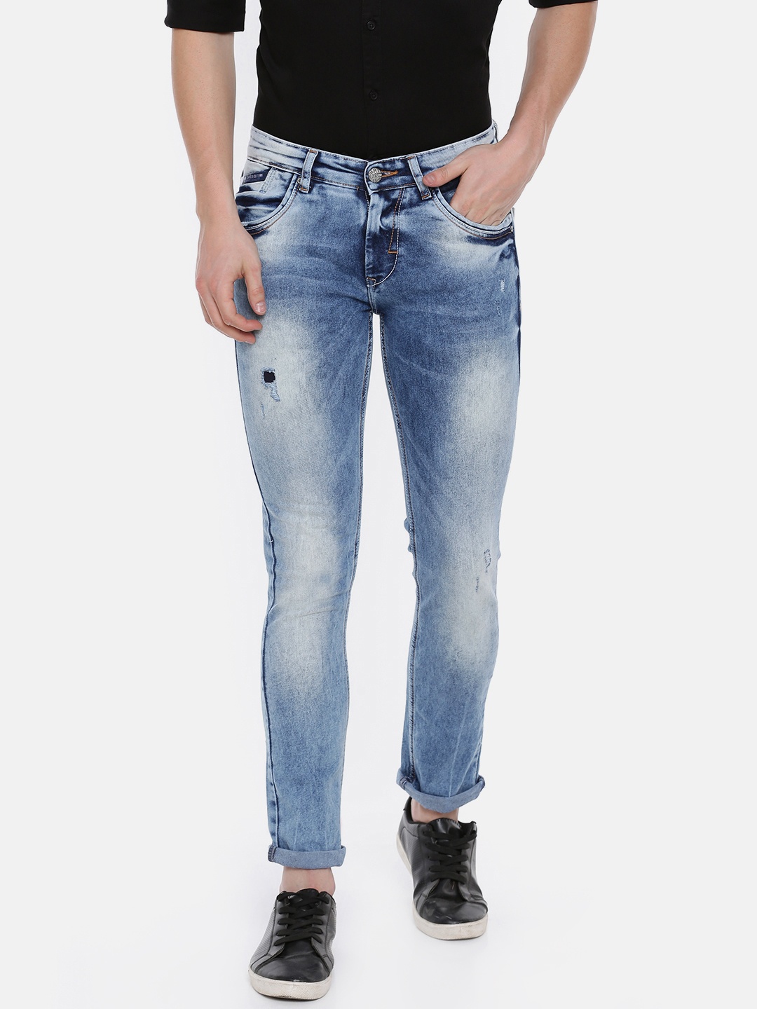 

SPYKAR Men Blue Skinny Fit Low-Rise Mildly Distressed Stretchable Jeans