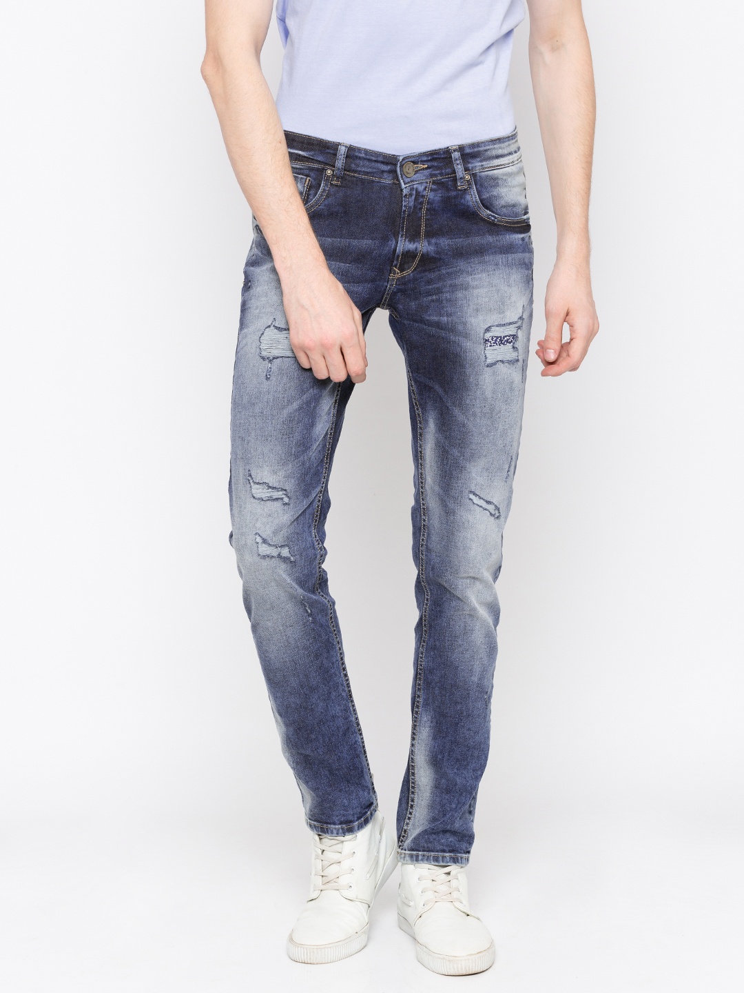 

SPYKAR Men Blue Ultra Slim Skinny Fit Low-Rise Highly Distressed Stretchable Jeans
