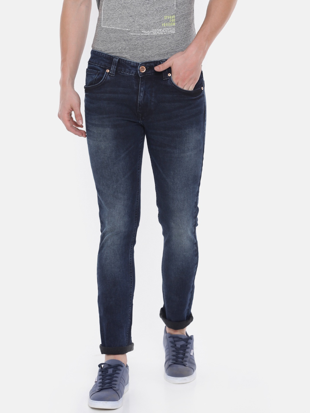 

SPYKAR Men Blue Skinny Fit Low-Rise Clean Look Stretchable Jeans