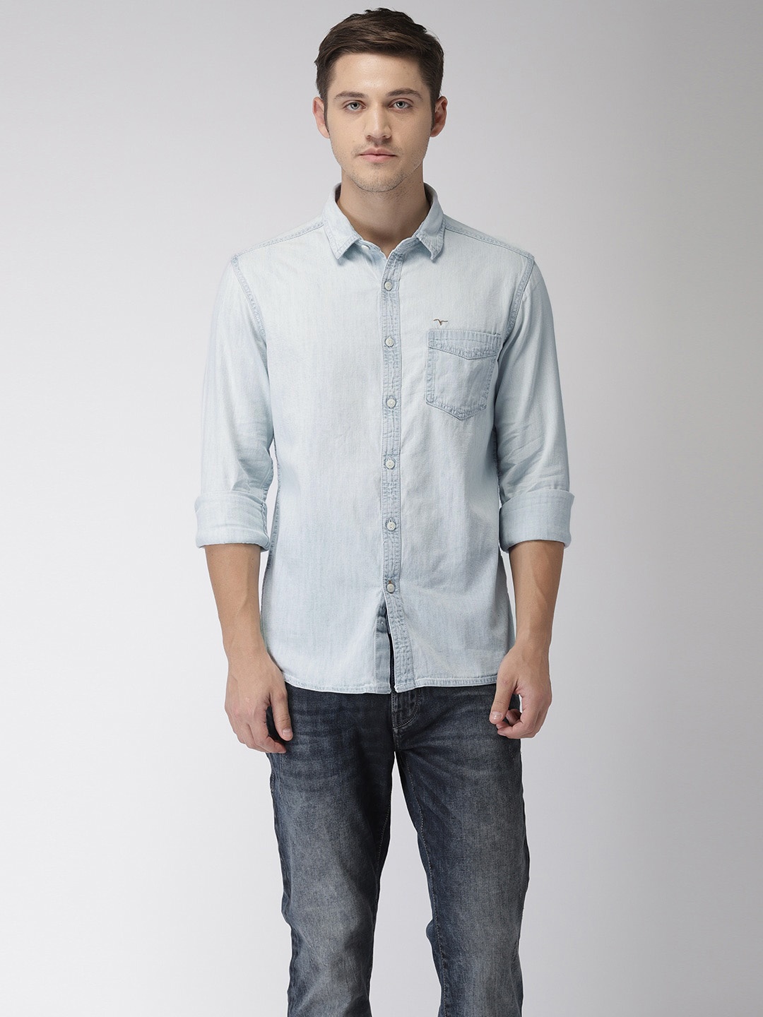 

Flying Machine Men Blue Slim Fit Faded Denim Casual Shirt