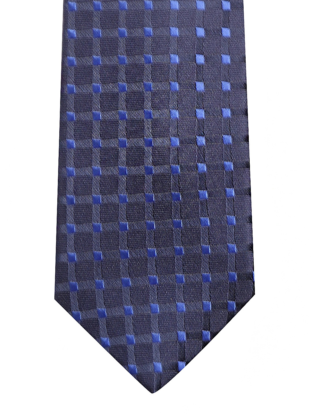 

Lino Perros Navy Blue Self-Checked Broad Tie