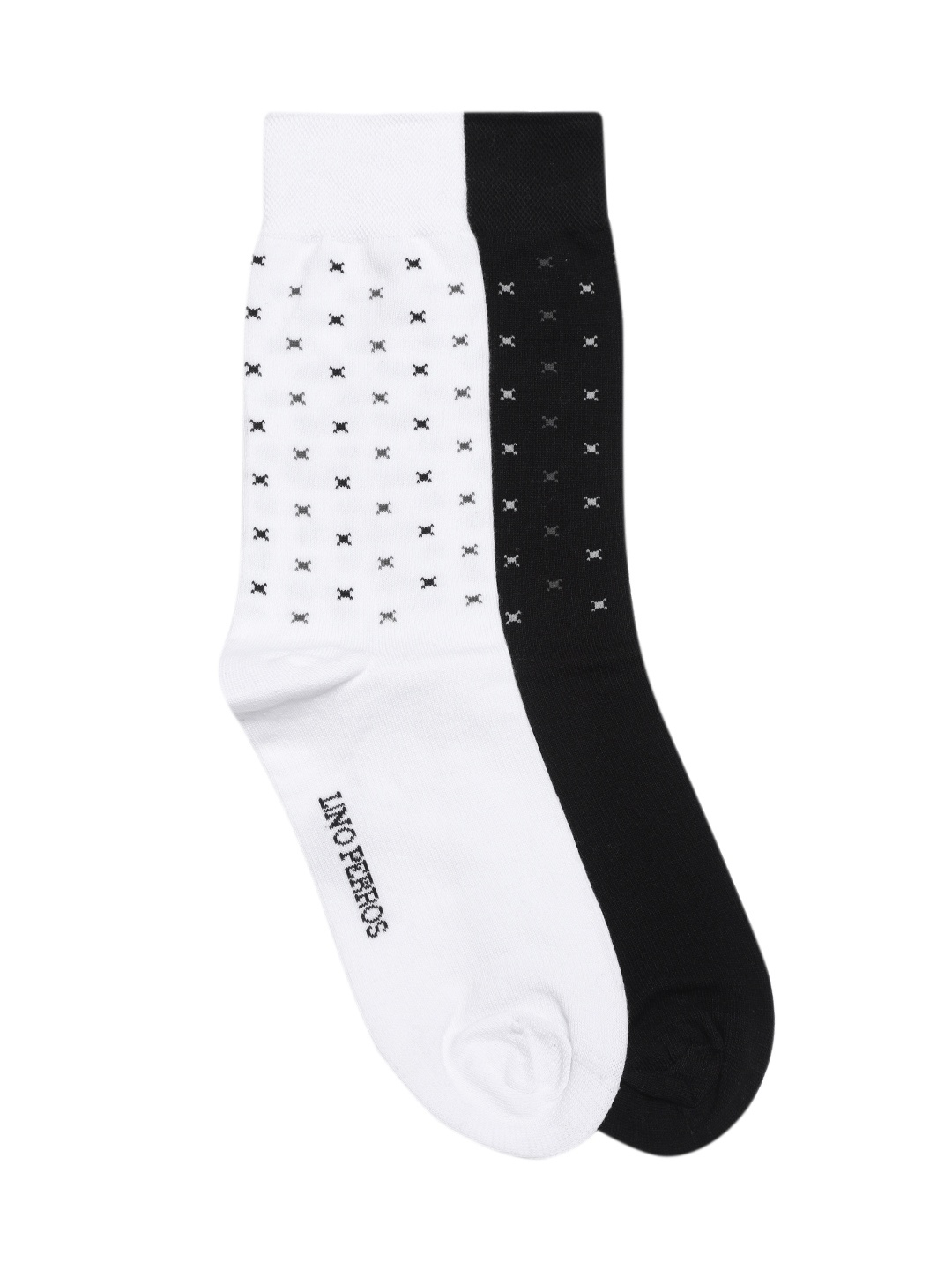 

Lino Perros Men Pack of 2 Black & White Patterned Above Ankle Length Socks