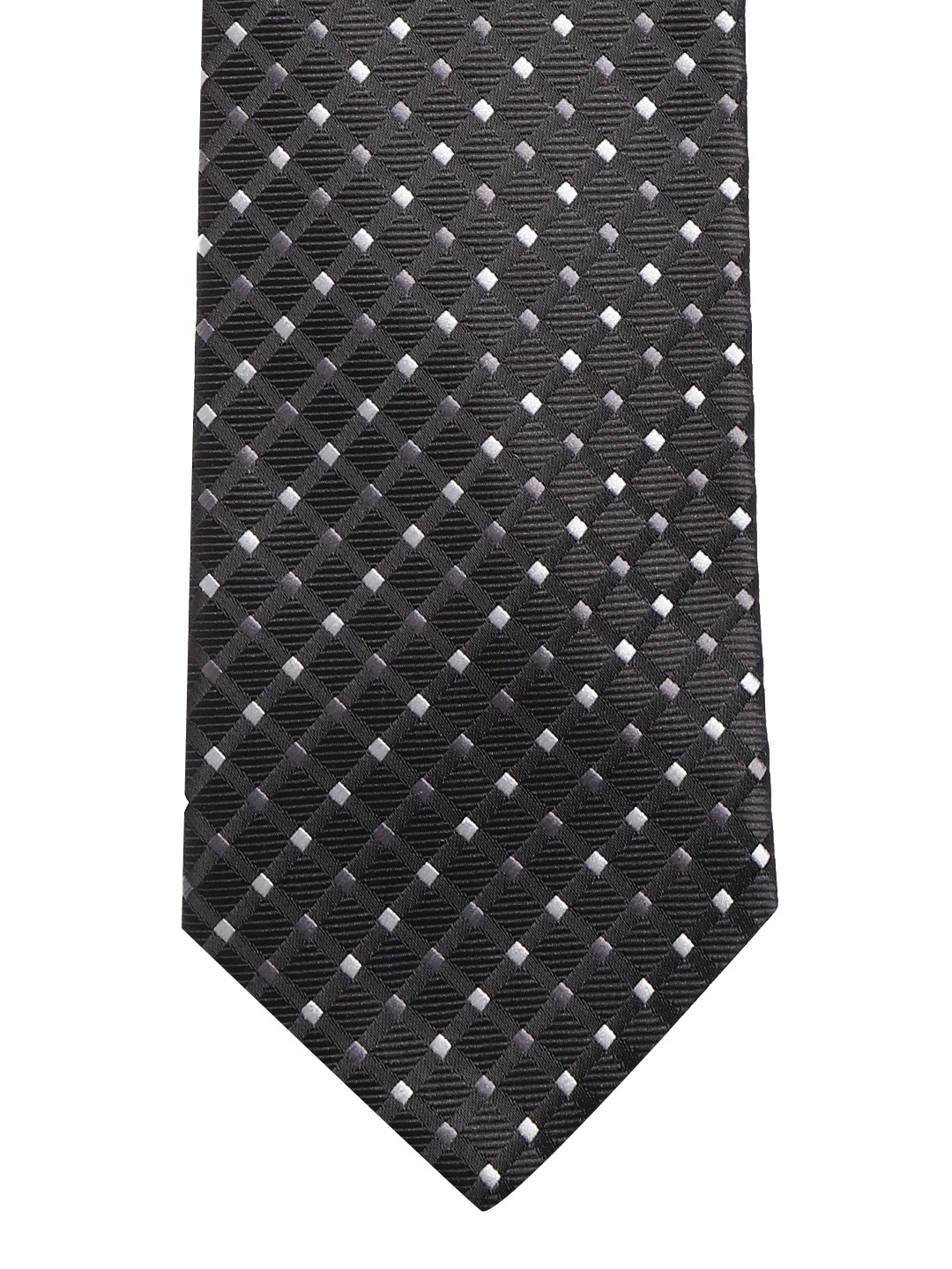 

Lino Perros Black & White Woven Design Broad Tie