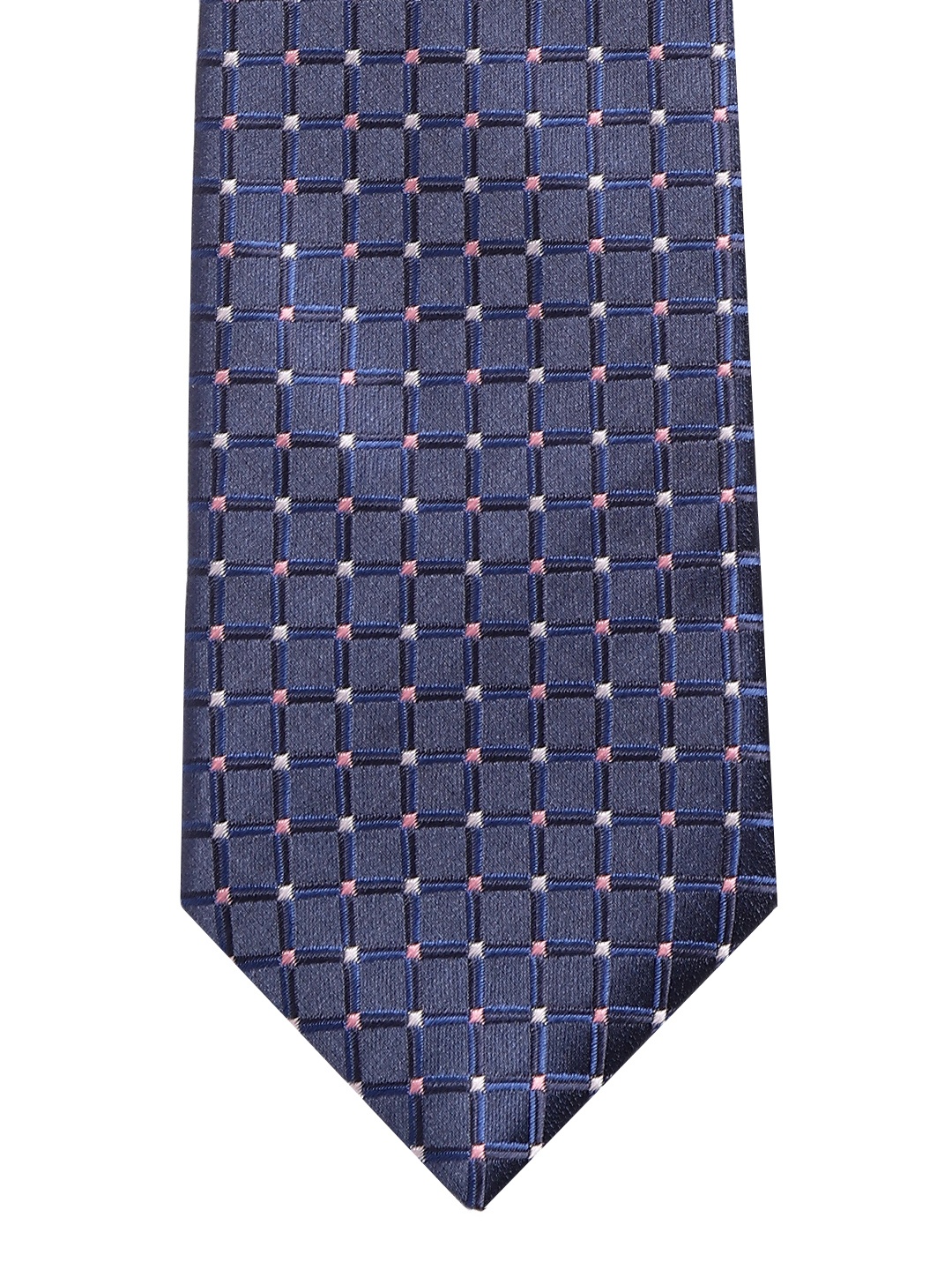 

Lino Perros Navy Blue & Pink Woven Design Broad Tie