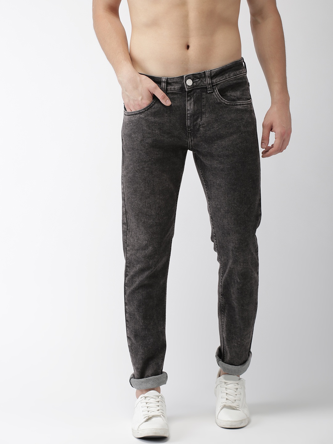 

Flying Machine Men Black Michael Slim Tapered Fit Mid-Rise Clean Look Stretchable Jeans