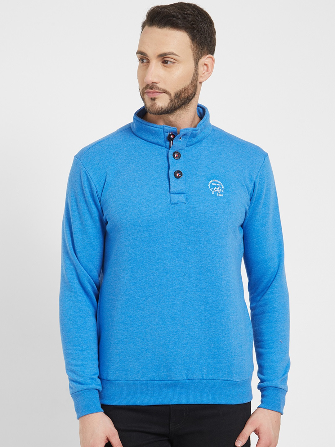 

Status Quo Men Blue Solid Sweatshirt