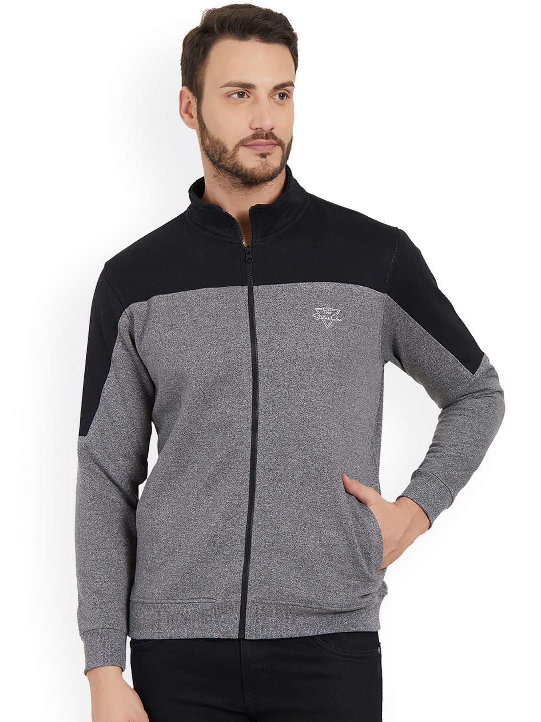 

Status Quo Men Black & Grey Colourblocked Sweatshirt