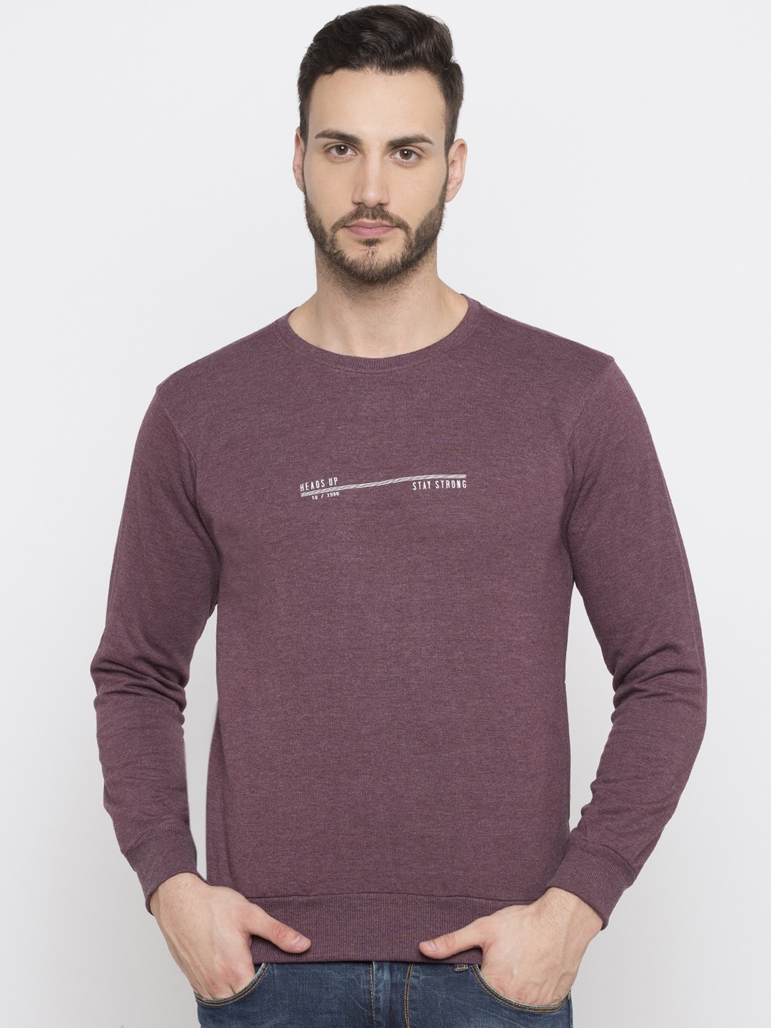 

Status Quo Men Maroon Printed Sweatshirt