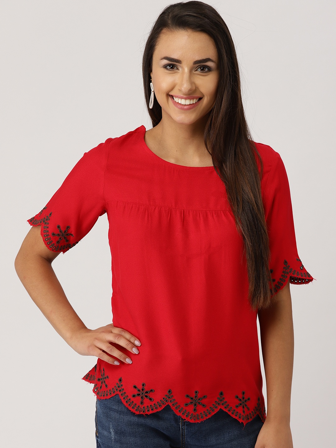 

IMARA Women Red Solid Top