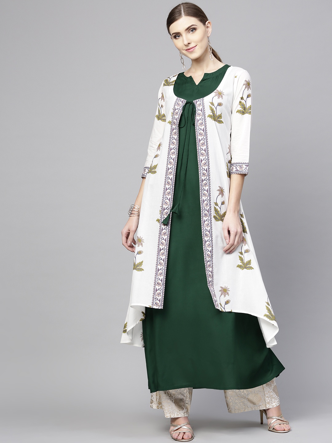 

Libas Women Green Solid A-Line Kurta