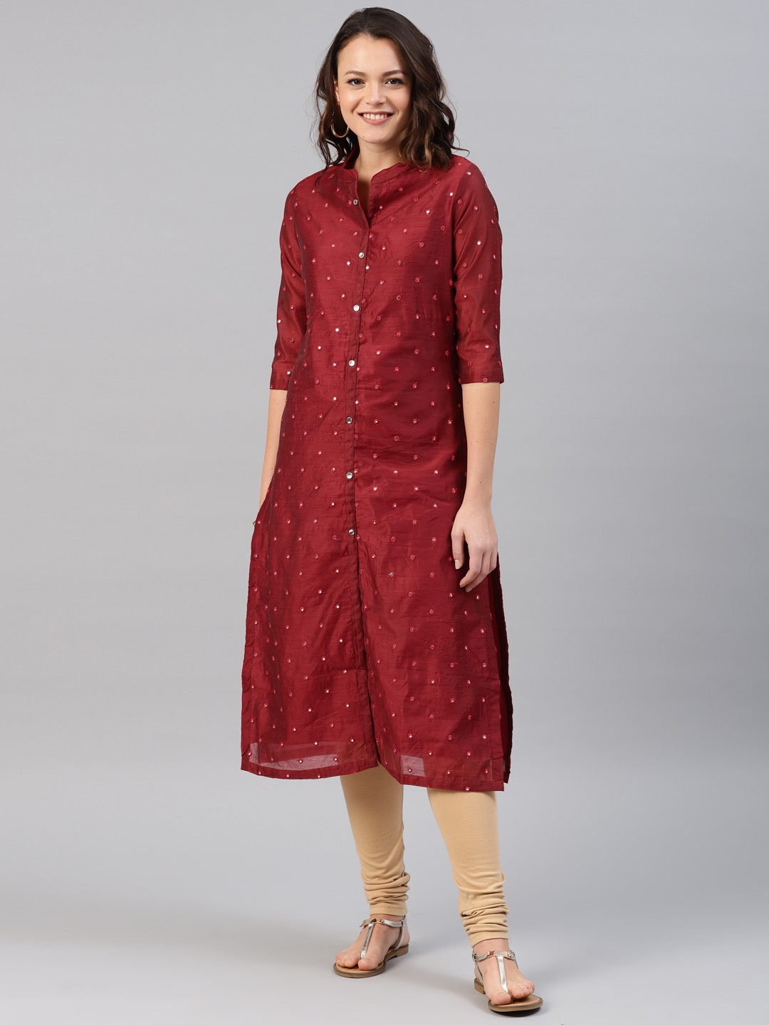 

Alena Women Maroon Self Deisgn Straight Kurta