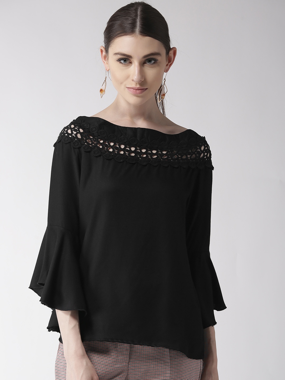 

Style Quotient Women Black Solid Pure Cotton Top