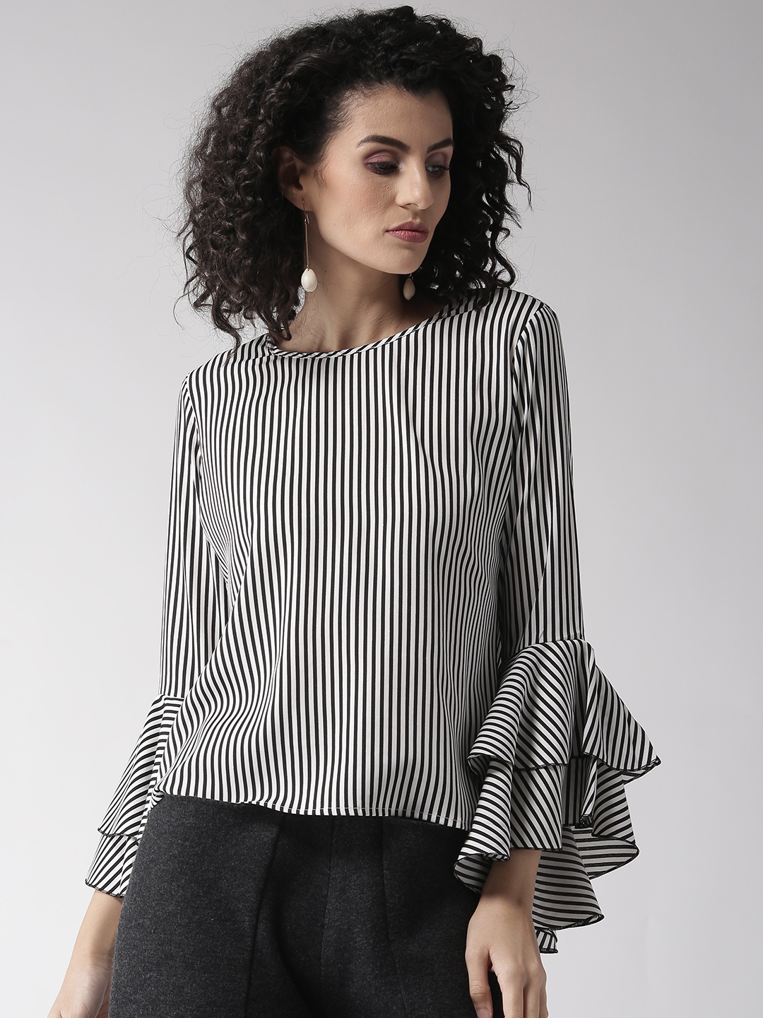 

Style Quotient Women White & Black Striped Top