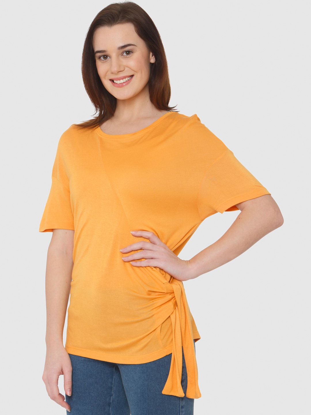 

Vero Moda Women Mustard Yellow Solid Top