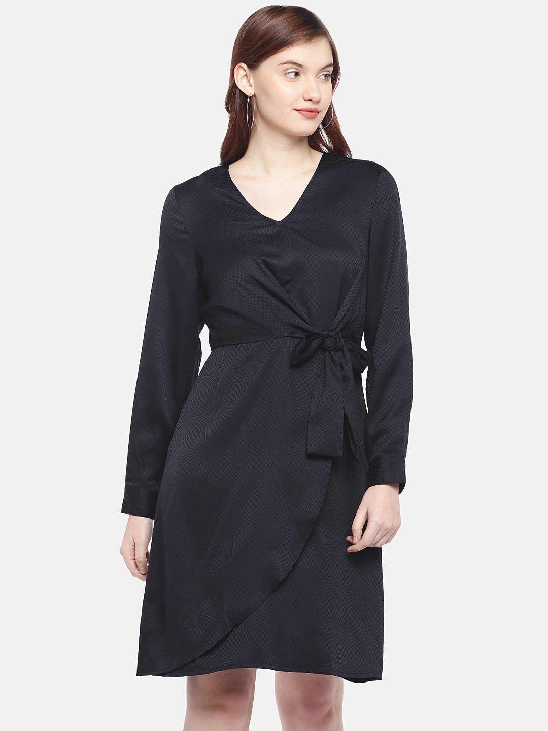 

Vero Moda Women Navy Blue Self Design Fit and Flare Dress